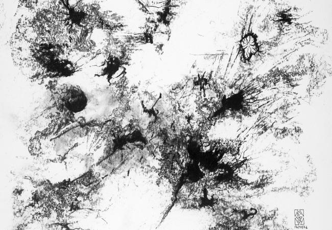 Fusain et encre sur papier - 65x50cm