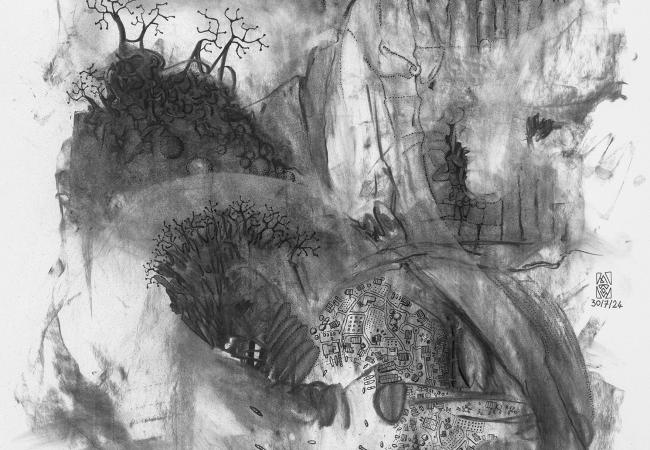Fusain et encre sur papier - 65x50cm